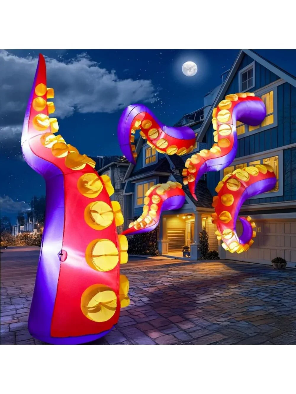 Inflatable Halloween Octopus Tentacles with LED Lights - Outdoor Yard Decoration
